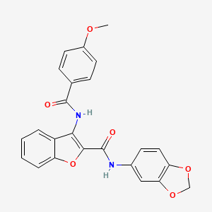 molecular formula C24H18N2O6 B2586486 N-(苯并[d][1,3]二氧杂环-5-基)-3-(4-甲氧基苯甲酰胺)苯并呋喃-2-甲酰胺 CAS No. 888459-25-4