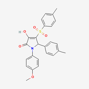molecular formula C25H23NO5S B2586490 3-羟基-1-(4-甲氧基苯基)-5-(对甲苯基)-4-甲苯磺酰基-1H-吡咯-2(5H)-酮 CAS No. 1021258-26-3