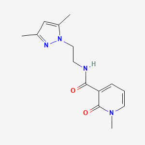 molecular formula C14H18N4O2 B2586508 N-(2-(3,5-二甲基-1H-吡唑-1-基)乙基)-1-甲基-2-氧代-1,2-二氢吡啶-3-甲酰胺 CAS No. 1235650-63-1