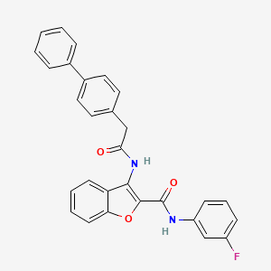 molecular formula C29H21FN2O3 B2586513 3-(2-([1,1'-联苯]-4-基)乙酰氨基)-N-(3-氟苯基)苯并呋喃-2-甲酰胺 CAS No. 887882-13-5