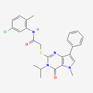 molecular formula C25H25ClN4O2S B2586529 N-(5-chloro-2-methylphenyl)-2-((3-isopropyl-5-methyl-4-oxo-7-phenyl-4,5-dihydro-3H-pyrrolo[3,2-d]pyrimidin-2-yl)thio)acetamide CAS No. 1115371-07-7
