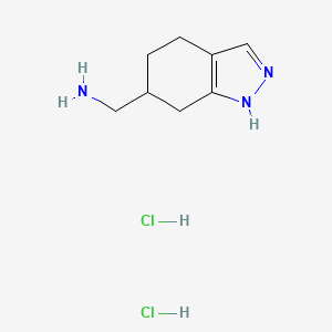 molecular formula C8H15Cl2N3 B2586533 4,5,6,7-Tetrahydro-1H-indazol-6-ylmethanamine;dihydrochloride CAS No. 2260937-16-2