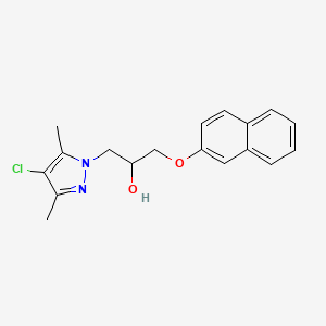 molecular formula C18H19ClN2O2 B2586536 1-(4-Chloro-3,5-dimethylpyrazolyl)-3-(2-naphthyloxy)propan-2-ol CAS No. 890603-23-3