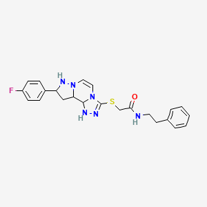 molecular formula C23H19FN6OS B2586539 2-{[11-(4-fluorophenyl)-3,4,6,9,10-pentaazatricyclo[7.3.0.0^{2,6}]dodeca-1(12),2,4,7,10-pentaen-5-yl]sulfanyl}-N-(2-phenylethyl)acetamide CAS No. 1206988-39-7
