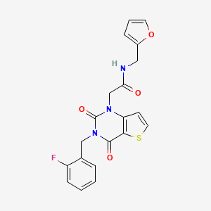 molecular formula C20H16FN3O4S B2586540 2-[3-(2-fluorobenzyl)-2,4-dioxo-3,4-dihydrothieno[3,2-d]pyrimidin-1(2H)-yl]-N-(furan-2-ylmethyl)acetamide CAS No. 1252890-52-0