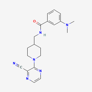 molecular formula C20H24N6O B2586541 N-((1-(3-cyanopyrazin-2-yl)piperidin-4-yl)methyl)-3-(dimethylamino)benzamide CAS No. 1797125-06-4