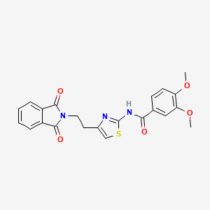 molecular formula C22H19N3O5S B2586543 N-{4-[2-(1,3-dioxo-1,3-dihydro-2H-isoindol-2-yl)ethyl]-1,3-thiazol-2-yl}-3,4-dimethoxybenzenecarboxamide CAS No. 866041-09-0