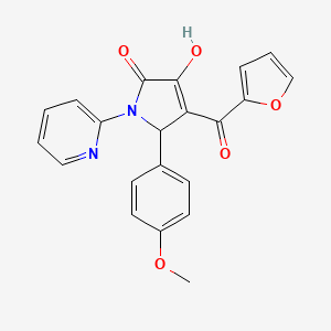 molecular formula C21H16N2O5 B2586547 4-(furan-2-carbonyl)-3-hydroxy-5-(4-methoxyphenyl)-1-(pyridin-2-yl)-1H-pyrrol-2(5H)-one CAS No. 406200-49-5