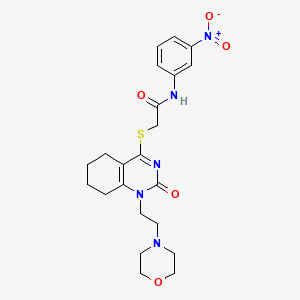 molecular formula C22H27N5O5S B2586557 2-[[1-(2-吗啉-4-基乙基)-2-氧化亚胺-5,6,7,8-四氢喹唑啉-4-基]硫代]-N-(3-硝基苯基)乙酰胺 CAS No. 898461-12-6