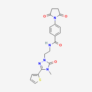 molecular formula C20H19N5O4S B2586561 4-(2,5-dioxopyrrolidin-1-yl)-N-(2-(4-methyl-5-oxo-3-(thiophen-2-yl)-4,5-dihydro-1H-1,2,4-triazol-1-yl)ethyl)benzamide CAS No. 1203014-22-5