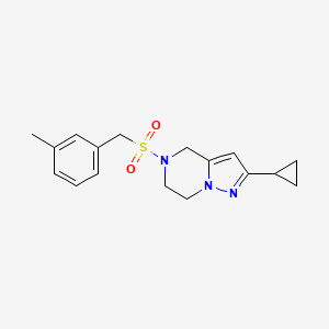 B2586565 2-Cyclopropyl-5-((3-methylbenzyl)sulfonyl)-4,5,6,7-tetrahydropyrazolo[1,5-a]pyrazine CAS No. 2034606-17-0