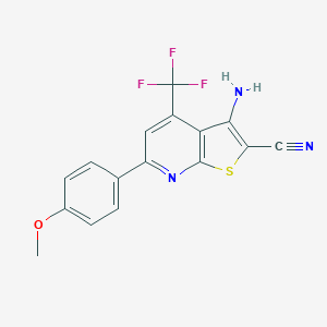 molecular formula C16H10F3N3OS B258657 3-Amino-6-(4-methoxyphenyl)-4-(trifluoromethyl)thieno[2,3-b]pyridine-2-carbonitrile 