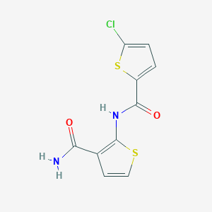 molecular formula C10H7ClN2O2S2 B2586598 N-(3-氨基甲酰基噻吩-2-基)-5-氯噻吩-2-甲酰胺 CAS No. 864941-20-8