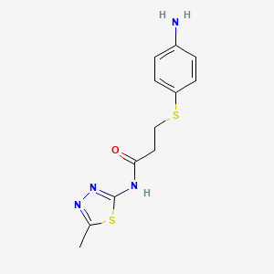 molecular formula C12H14N4OS2 B2586602 3-[(4-氨基苯基)硫代]-N-(5-甲基-1,3,4-噻二唑-2-基)丙酰胺 CAS No. 931292-80-7