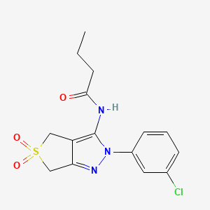 molecular formula C15H16ClN3O3S B2586615 N-[2-(3-chlorophenyl)-5,5-dioxo-4,6-dihydrothieno[3,4-c]pyrazol-3-yl]butanamide CAS No. 449788-62-9