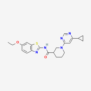 molecular formula C22H25N5O2S B2586618 1-(6-cyclopropylpyrimidin-4-yl)-N-(6-ethoxybenzo[d]thiazol-2-yl)piperidine-3-carboxamide CAS No. 1798542-40-1