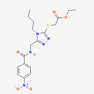 molecular formula C18H23N5O5S B2586623 Ethyl 2-[[4-butyl-5-[[(4-nitrobenzoyl)amino]methyl]-1,2,4-triazol-3-yl]sulfanyl]acetate CAS No. 689749-77-7