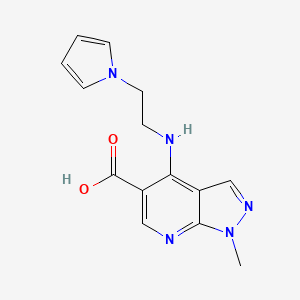 molecular formula C14H15N5O2 B2586628 1-甲基-4-{[2-(1H-吡咯-1-基)乙基]氨基}-1H-吡唑并[3,4-b]吡啶-5-羧酸 CAS No. 866131-76-2