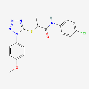 molecular formula C17H16ClN5O2S B2586636 N-(4-氯苯基)-2-{[1-(4-甲氧基苯基)-1H-四唑-5-基]硫代}丙酰胺 CAS No. 887348-24-5