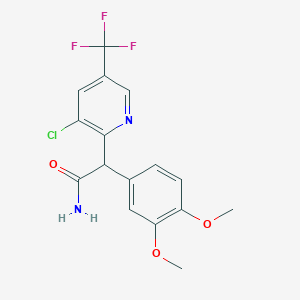 molecular formula C16H14ClF3N2O3 B2586637 2-[3-氯-5-(三氟甲基)-2-吡啶基]-2-(3,4-二甲氧基苯基)乙酰胺 CAS No. 338407-50-4