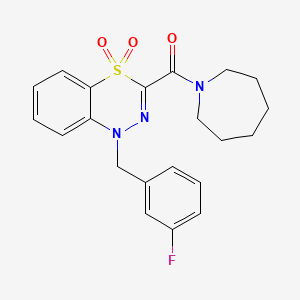 molecular formula C21H22FN3O3S B2586647 3-(1-氮杂环戊烷基羰基)-1-(3-氟苯甲基)-4lambda~6~,1,2-苯并噻二嗪-4,4(1H)-二酮 CAS No. 1251630-50-8