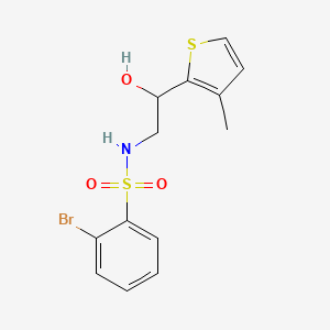 molecular formula C13H14BrNO3S2 B2586648 2-溴-N-(2-羟基-2-(3-甲硫代苯-2-基)乙基)苯磺酰胺 CAS No. 1448130-08-2