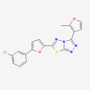 molecular formula C18H11ClN4O2S B2586653 6-[5-(3-氯苯基)呋喃-2-基]-3-(2-甲基呋喃-3-基)-[1,2,4]三唑并[3,4-b][1,3,4]噻二唑 CAS No. 874466-87-2
