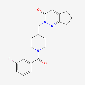 molecular formula C20H22FN3O2 B2586669 2-[[1-(3-Fluorobenzoyl)piperidin-4-yl]methyl]-6,7-dihydro-5H-cyclopenta[c]pyridazin-3-one CAS No. 2310101-43-8