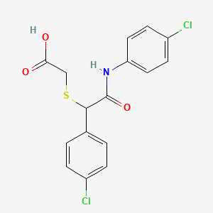 molecular formula C16H13Cl2NO3S B2586670 2-{[2-(4-氯苯胺)-1-(4-氯苯基)-2-氧代乙基]硫代}乙酸 CAS No. 339109-97-6