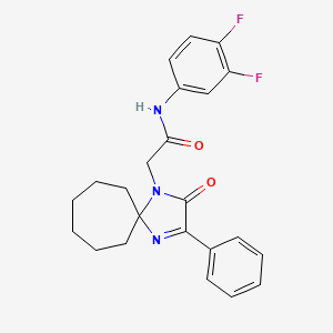 molecular formula C23H23F2N3O2 B2586674 N-(3,4-二氟苯基)-2-(2-氧代-3-苯基-1,4-二氮杂螺[4.6]十一环-3-烯-1-基)乙酰胺 CAS No. 866847-56-5