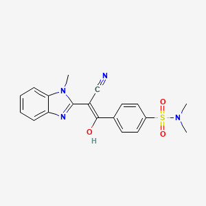 molecular formula C19H18N4O3S B2586676 (E)-4-(2-cyano-2-(1-methyl-1H-benzo[d]imidazol-2(3H)-ylidene)acetyl)-N,N-dimethylbenzenesulfonamide CAS No. 392238-86-7