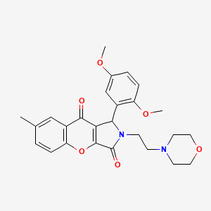 molecular formula C26H28N2O6 B2586713 1-(2,5-Dimethoxyphenyl)-7-methyl-2-(2-morpholinoethyl)-1,2-dihydrochromeno[2,3-c]pyrrole-3,9-dione CAS No. 893354-00-2