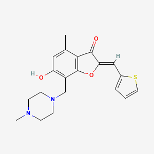 molecular formula C20H22N2O3S B2586727 (Z)-6-羟基-4-甲基-7-((4-甲基哌嗪-1-基)甲基)-2-(噻吩-2-亚甲基)苯并呋喃-3(2H)-酮 CAS No. 903867-02-7