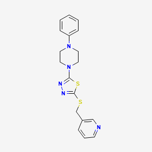 molecular formula C18H19N5S2 B2586745 2-(4-苯基哌嗪-1-基)-5-((吡啶-3-基甲基)硫代)-1,3,4-噻二唑 CAS No. 1105198-77-3
