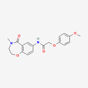 molecular formula C19H20N2O5 B2586758 2-(4-甲氧基苯氧基)-N-(4-甲基-5-氧代-2,3,4,5-四氢苯并[f][1,4]恶杂环庚-7-基)乙酰胺 CAS No. 922054-57-7