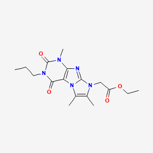 molecular formula C17H23N5O4 B2586760 2-(4,7,8-三甲基-1,3-二氧代-2-丙基嘌呤[7,8-a]咪唑-6-基)乙酸乙酯 CAS No. 915931-38-3