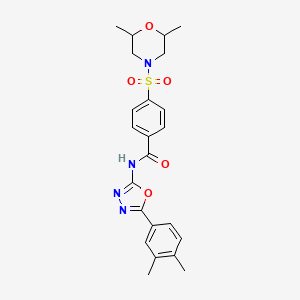 molecular formula C23H26N4O5S B2586765 4-((2,6-二甲基吗啉)磺酰基)-N-(5-(3,4-二甲基苯基)-1,3,4-恶二唑-2-基)苯甲酰胺 CAS No. 923095-06-1