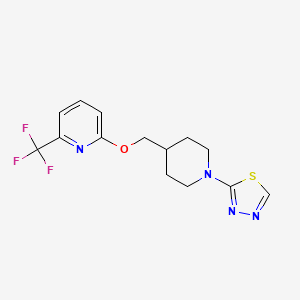 molecular formula C14H15F3N4OS B2586778 2-{[1-(1,3,4-Thiadiazol-2-yl)piperidin-4-yl]methoxy}-6-(trifluoromethyl)pyridine CAS No. 2198960-15-3