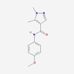 molecular formula C13H15N3O2 B258679 N-(4-methoxyphenyl)-1,5-dimethyl-1H-pyrazole-4-carboxamide 