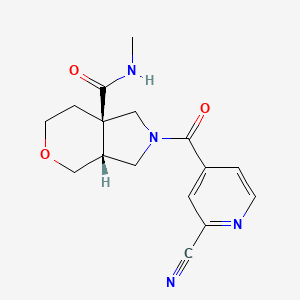 molecular formula C16H18N4O3 B2586806 (3Ar,7aR)-2-(2-cyanopyridine-4-carbonyl)-N-methyl-1,3,3a,4,6,7-hexahydropyrano[3,4-c]pyrrole-7a-carboxamide CAS No. 2223213-00-9