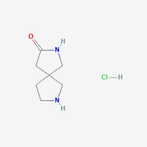 molecular formula C7H13ClN2O B2586807 2,7-Diazaspiro[4.4]nonan-3-one hydrochloride CAS No. 1226550-00-0; 1393330-70-5