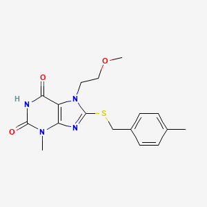 molecular formula C17H20N4O3S B2586808 7-(2-甲氧基乙基)-3-甲基-8-((4-甲基苄基)硫代)-1H-嘌呤-2,6(3H,7H)-二酮 CAS No. 313470-51-8
