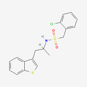 molecular formula C18H18ClNO2S2 B2586813 N-(1-(苯并[b]噻吩-3-基)丙烷-2-基)-1-(2-氯苯基)甲磺酰胺 CAS No. 2034298-57-0