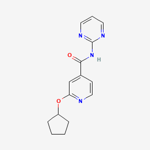 molecular formula C15H16N4O2 B2586814 2-(环戊氧基)-N-(嘧啶-2-基)异烟酰胺 CAS No. 2034392-77-1