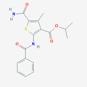 molecular formula C17H18N2O4S B258682 Isopropyl 5-(aminocarbonyl)-2-(benzoylamino)-4-methylthiophene-3-carboxylate 