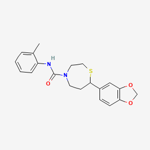 molecular formula C20H22N2O3S B2586841 7-(benzo[d][1,3]dioxol-5-yl)-N-(o-tolyl)-1,4-thiazepane-4-carboxamide CAS No. 1706278-08-1