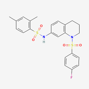 molecular formula C23H23FN2O4S2 B2586846 N-(1-((4-fluorophenyl)sulfonyl)-1,2,3,4-tetrahydroquinolin-7-yl)-2,4-dimethylbenzenesulfonamide CAS No. 951460-43-8