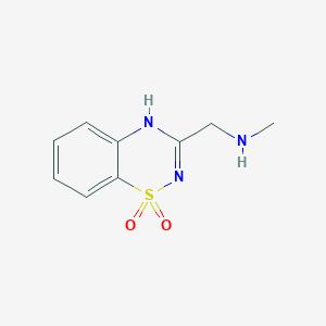 molecular formula C9H11N3O2S B2586849 3-((Methylamino)methyl)-2H-benzo[e][1,2,4]thiadiazine 1,1-dioxide CAS No. 807283-74-5