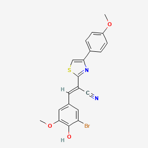 molecular formula C20H15BrN2O3S B2586869 (E)-3-(3-bromo-4-hydroxy-5-methoxyphenyl)-2-(4-(4-methoxyphenyl)thiazol-2-yl)acrylonitrile CAS No. 683254-61-7