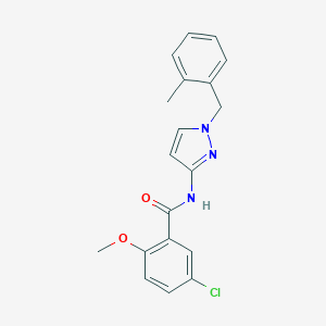 molecular formula C19H18ClN3O2 B258687 5-chloro-2-methoxy-N-[1-(2-methylbenzyl)-1H-pyrazol-3-yl]benzamide 
